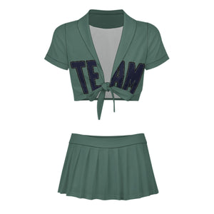 Custom Blue Green Navy Cheerleading Uniform Set