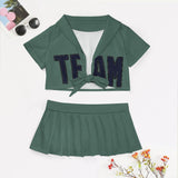 Custom Blue Green Navy Cheerleading Uniform Set
