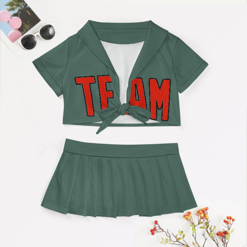 Custom Blue Green Orange Red Cheerleading Uniform Set