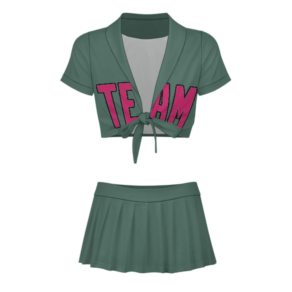 Custom Blue Green Pink Cheerleading Uniform Set
