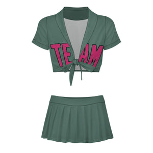Custom Blue Green Pink Cheerleading Uniform Set