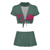 Custom Blue Green Pink Cheerleading Uniform Set