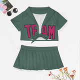 Custom Blue Green Pink Cheerleading Uniform Set