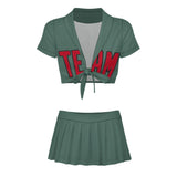 Custom Blue Green Red Cheerleading Uniform Set