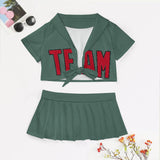 Custom Blue Green Red Cheerleading Uniform Set