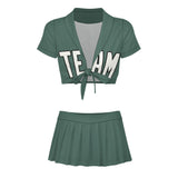 Custom Blue Green White Cheerleading Uniform Set