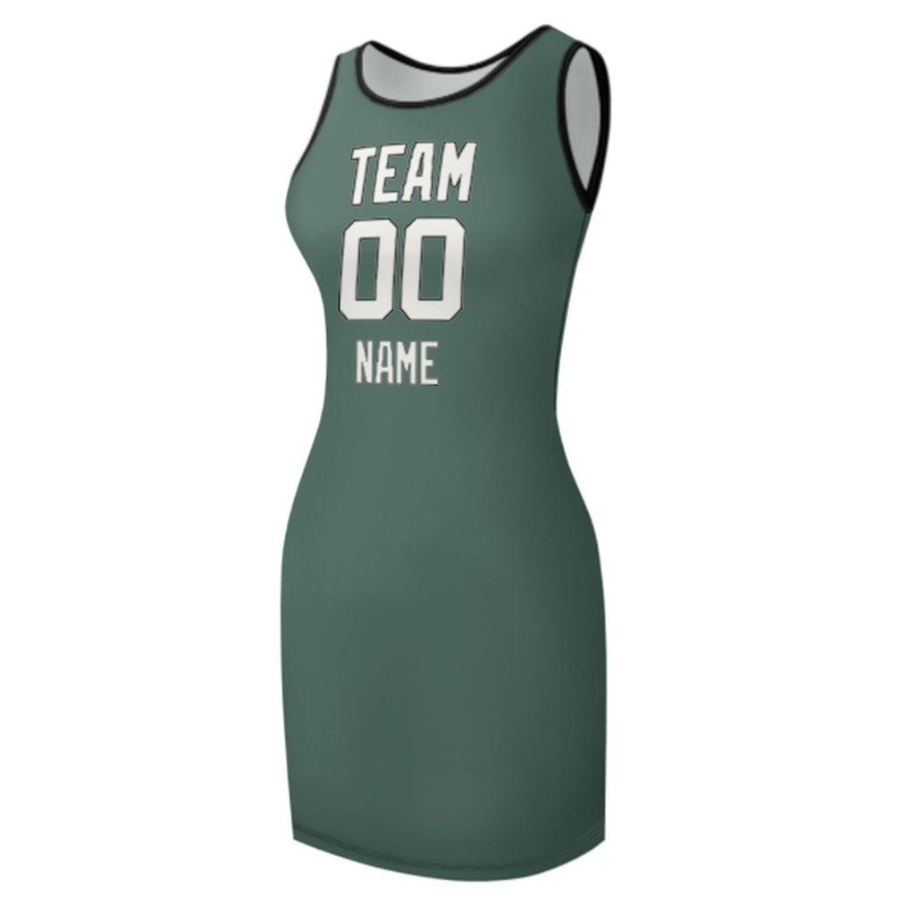 Custom Blue Green White Sleeveless Vest Dress