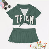 Custom Blue Green White Cheerleading Uniform Set