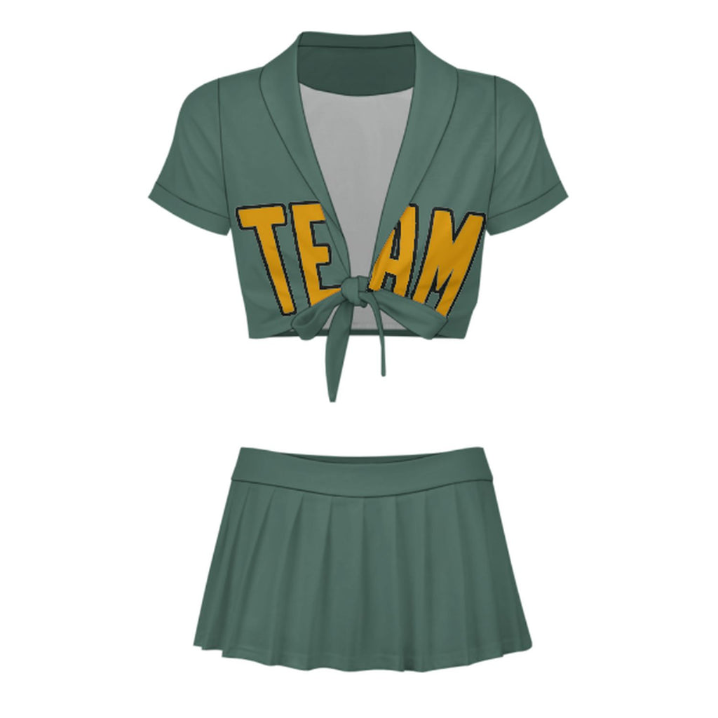 Custom Blue Green Yellow Cheerleading Uniform Set