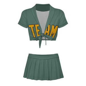 Custom Blue Green Yellow Cheerleading Uniform Set