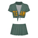 Custom Blue Green Yellow Cheerleading Uniform Set