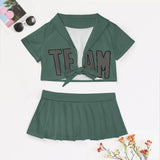 Custom Blue Green Dark Grey Cheerleading Uniform Set