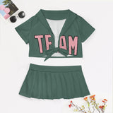 Custom Blue Green Light Pink Cheerleading Uniform Set