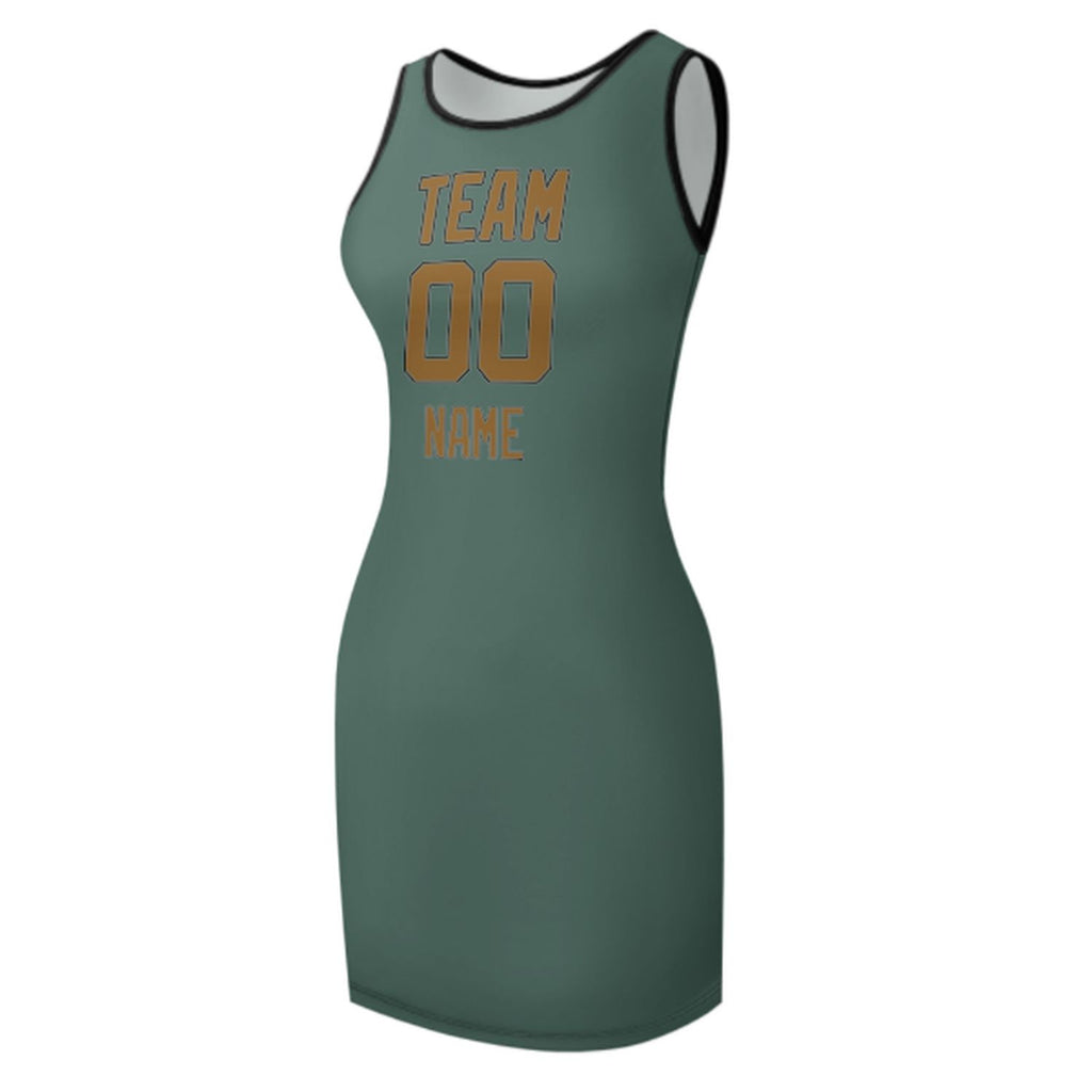Custom Blue Green Khaki Sleeveless Vest Dress
