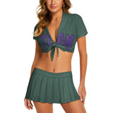 Custom Blue Green Light Purple Cheerleading Uniform Set