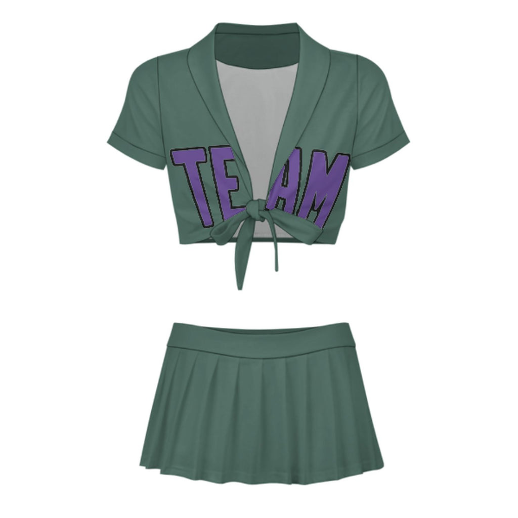 Custom Blue Green Light Purple Cheerleading Uniform Set