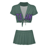 Custom Blue Green Light Purple Cheerleading Uniform Set
