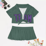Custom Blue Green Light Purple Cheerleading Uniform Set