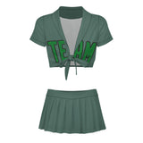 Custom Blue Green Emerald Green Cheerleading Uniform Set