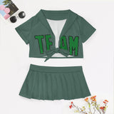 Custom Blue Green Emerald Green Cheerleading Uniform Set