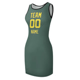 Custom Blue Green Light Yellow Sleeveless Vest Dress