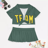 Custom Blue Green Light Yellow Cheerleading Uniform Set
