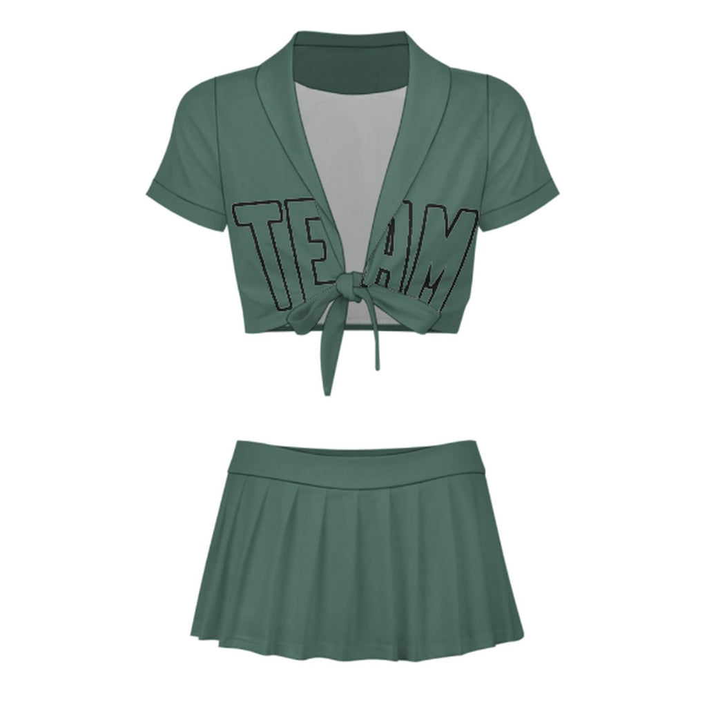 Custom Blue Green Blue Green Cheerleading Uniform Set