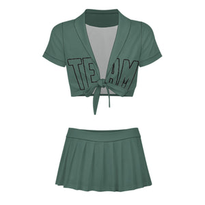 Custom Blue Green Blue Green Cheerleading Uniform Set