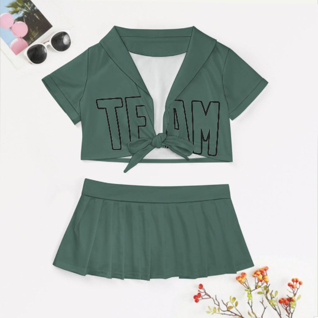 Custom Blue Green Blue Green Cheerleading Uniform Set