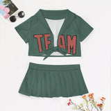 Custom Blue Green Copper Rose Cheerleading Uniform Set