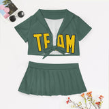 Custom Blue Green Gold Cheerleading Uniform Set