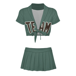 Custom Blue Green Brown Cheerleading Uniform Set