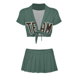 Custom Blue Green Brown Cheerleading Uniform Set