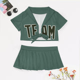 Custom Blue Green Olive Cheerleading Uniform Set