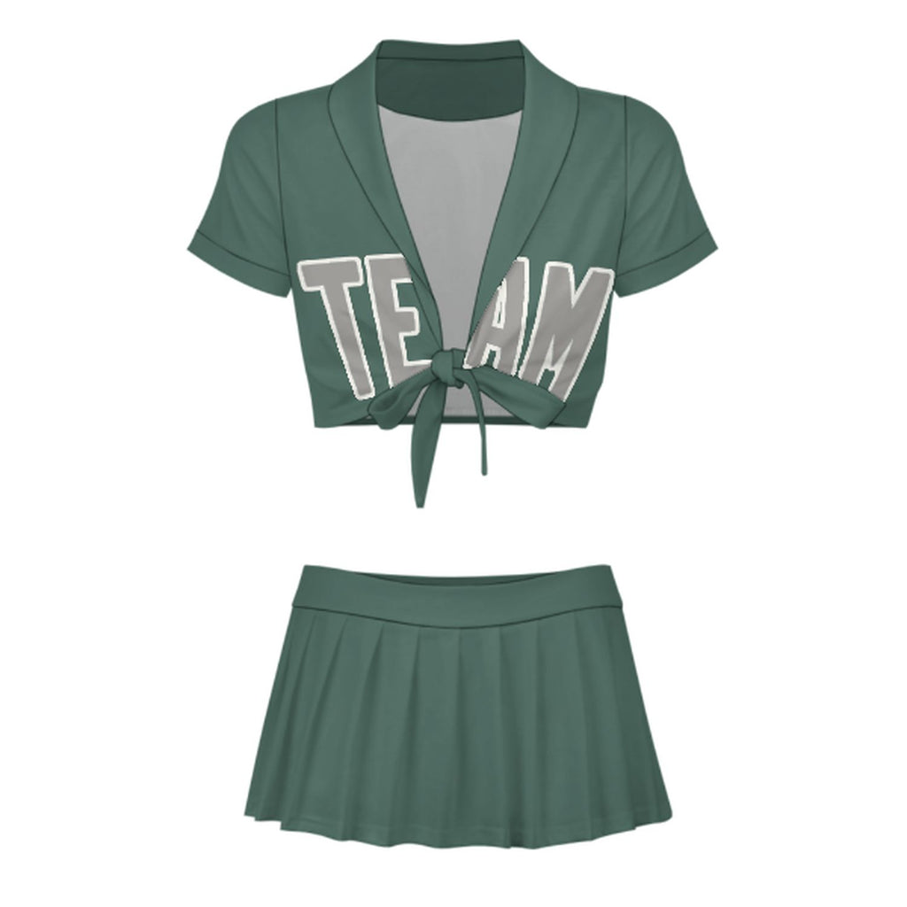 Custom Blue Green Gray Cheerleading Uniform Set