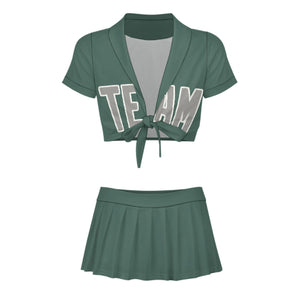 Custom Blue Green Gray Cheerleading Uniform Set