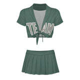 Custom Blue Green Gray Cheerleading Uniform Set