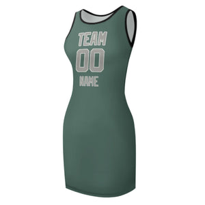 Custom Blue Green Gray Sleeveless Vest Dress