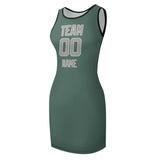 Custom Blue Green Gray Sleeveless Vest Dress