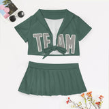 Custom Blue Green Gray Cheerleading Uniform Set