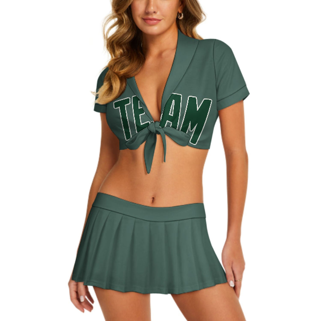 Custom Blue Green Green Cheerleading Uniform Set