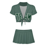 Custom Blue Green Green Cheerleading Uniform Set