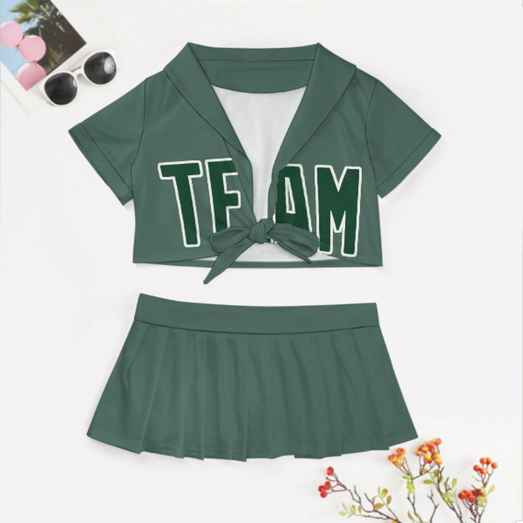 Custom Blue Green Green Cheerleading Uniform Set