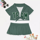Custom Blue Green Green Cheerleading Uniform Set