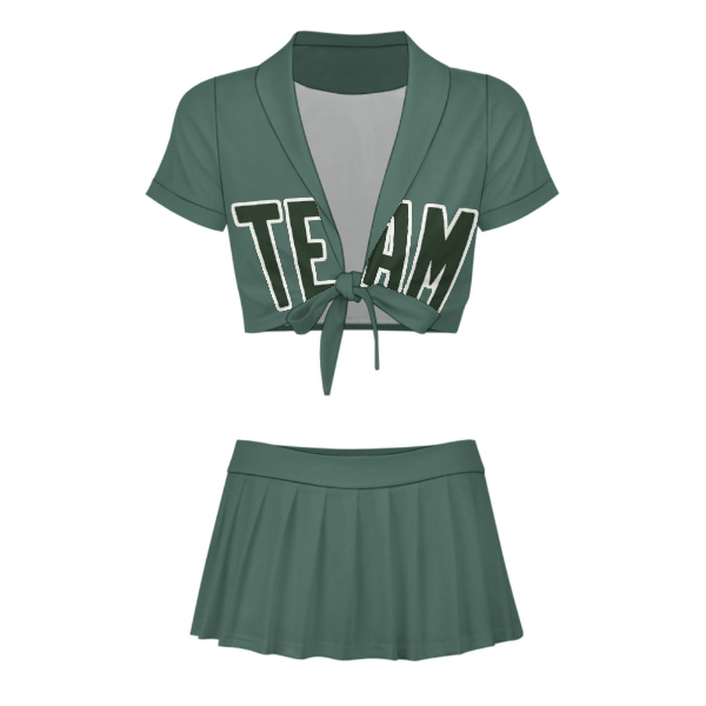 Custom Blue Green Dark Green Cheerleading Uniform Set