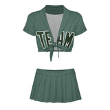 Custom Blue Green Dark Green Cheerleading Uniform Set