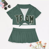 Custom Blue Green Dark Green Cheerleading Uniform Set