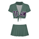 Custom Blue Green Purple Cheerleading Uniform Set