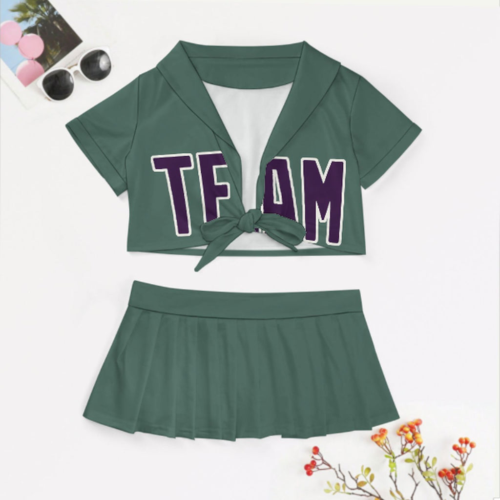 Custom Blue Green Purple Cheerleading Uniform Set