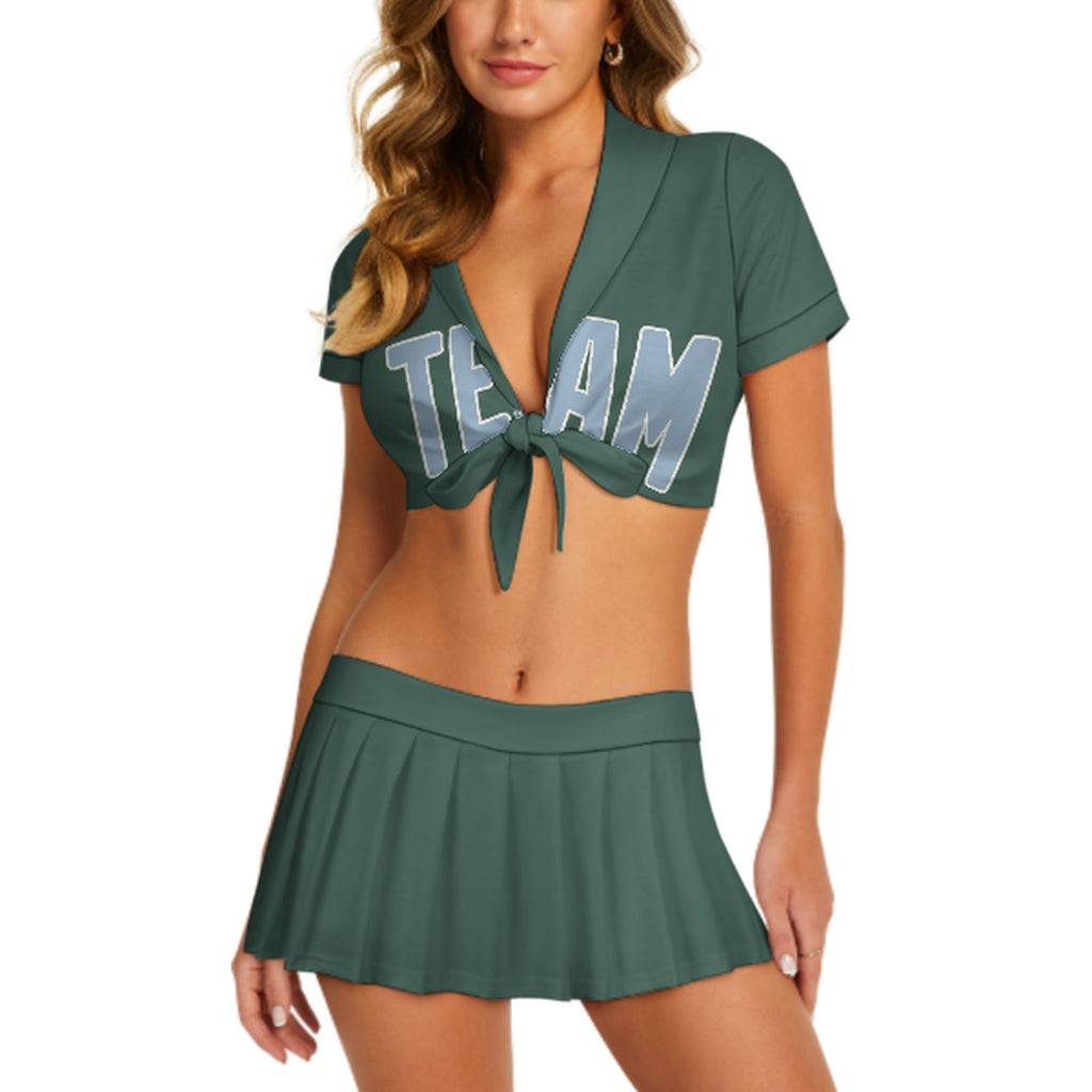 Custom Blue Green Light Blue Cheerleading Uniform Set